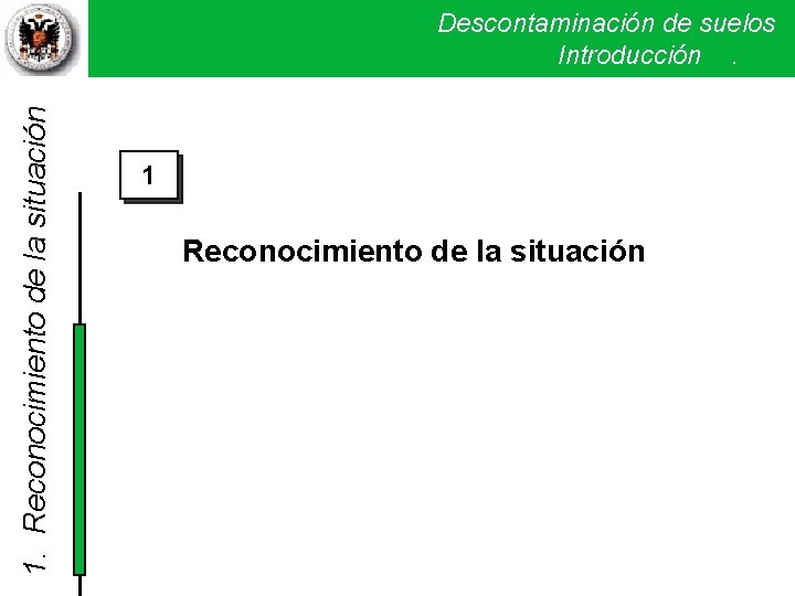 1. Reconocimiento de la situación Descontaminación de suelos Introducción . 1 Reconocimiento de la