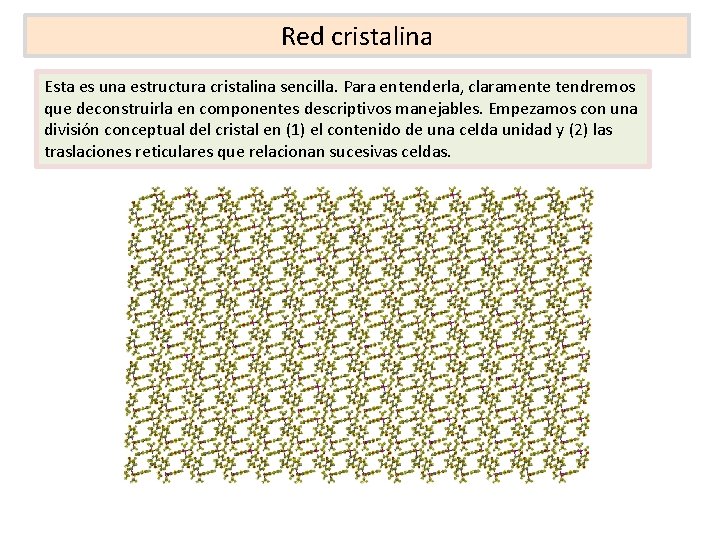 Red cristalina Esta es una estructura cristalina sencilla. Para entenderla, claramente tendremos que deconstruirla