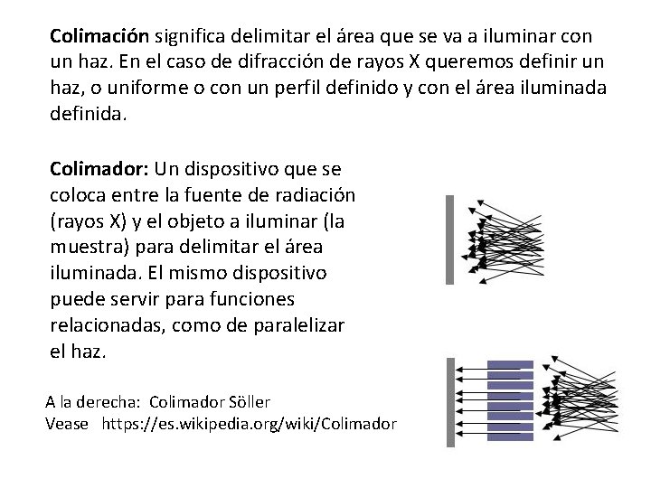 Colimación significa delimitar el área que se va a iluminar con un haz. En