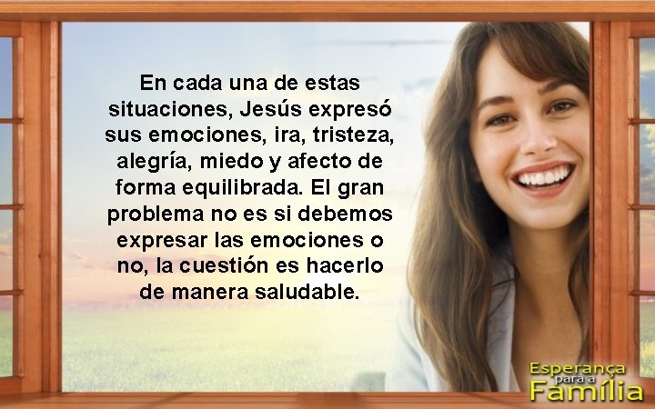 En cada una de estas situaciones, Jesús expresó sus emociones, ira, tristeza, alegría, miedo