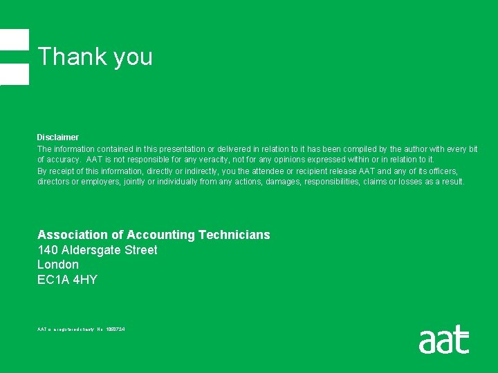 Thank you Disclaimer The information contained in this presentation or delivered in relation to