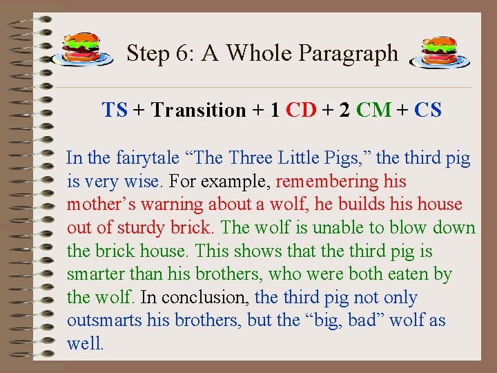 Step 6: A Whole Paragraph TS + Transition + 1 CD + 2 CM