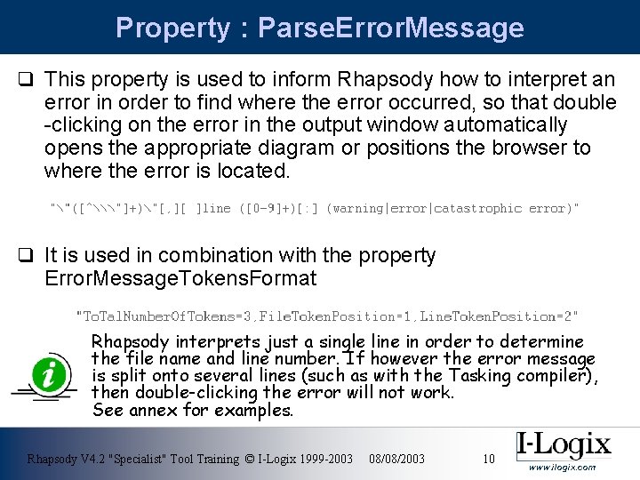 mensaje de error a través de Rhapsody