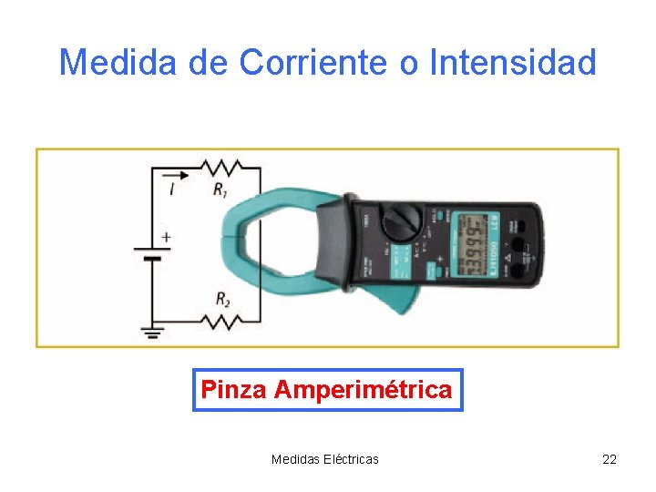 Medida de Corriente o Intensidad Pinza Amperimétrica Medidas Eléctricas 22 