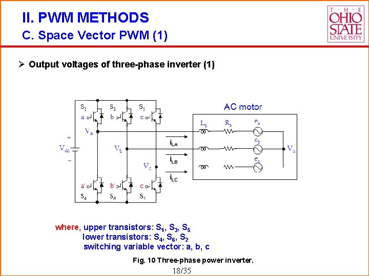 II. PWM METHODS C. Space Vector PWM (1) Ø Output voltages of three-phase inverter