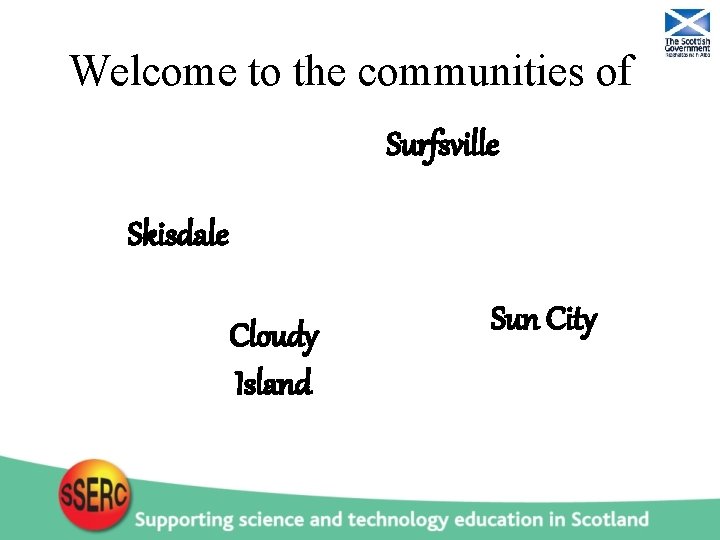 Welcome to the communities of Surfsville Skisdale Cloudy Island Sun City 