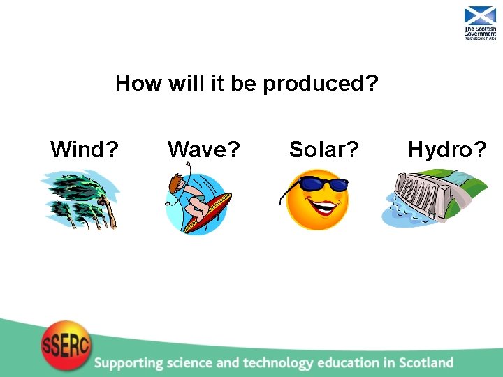 How will it be produced? Wind? Wave? Solar? Hydro? 