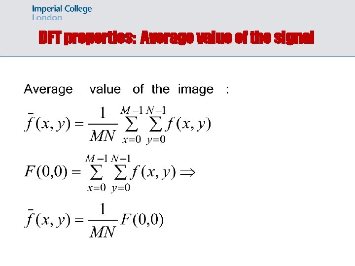 DFT properties: Average value of the signal DFT properties: Average value of the signal