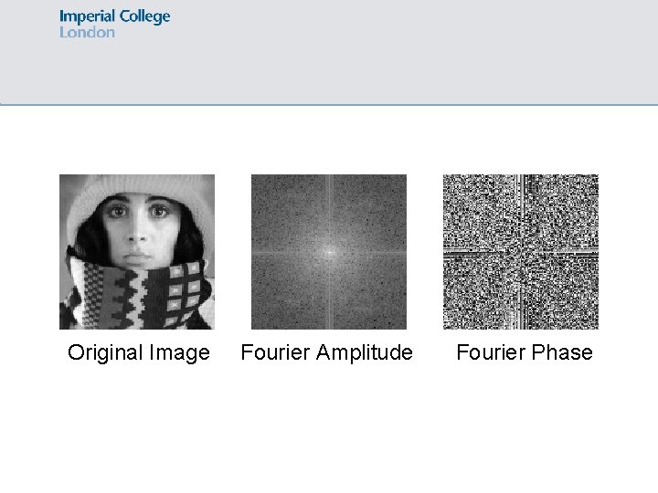 Original Image Fourier Amplitude Fourier Phase 