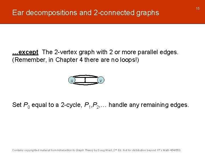 Ear decompositions and 2 -connected graphs …except The 2 -vertex graph with 2 or