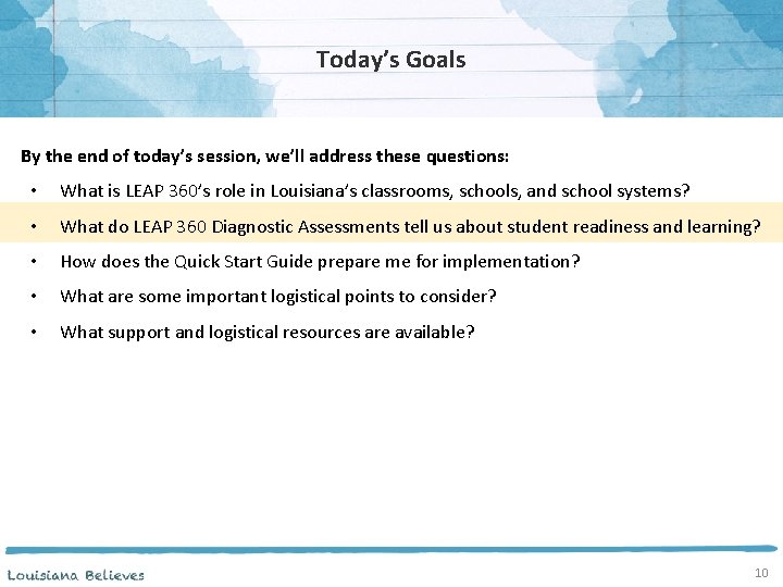 Today’s Goals By the end of today’s session, we’ll address these questions: • What