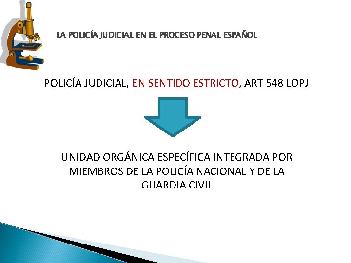 LA POLICÍA JUDICIAL EN EL PROCESO PENAL ESPAÑOL POLICÍA JUDICIAL, EN SENTIDO ESTRICTO, ART
