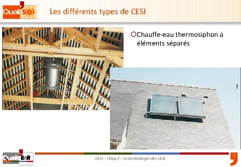 Les différents types de CESI E. ZINC ¡Chauffe-eau thermosiphon à éléments séparés CESI –