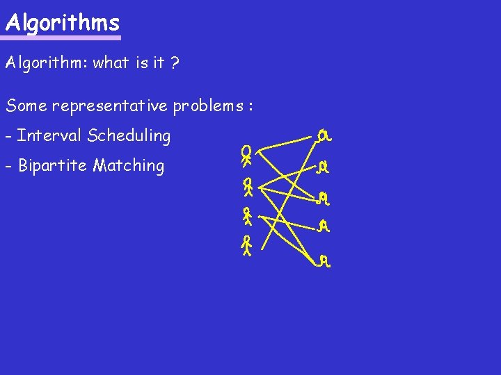 Algorithms Algorithm: what is it ? Some representative problems : - Interval Scheduling -