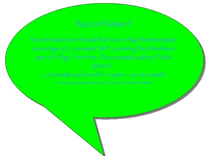 Fact or Fiction? Recent studies have found that most college freshmen gain an average