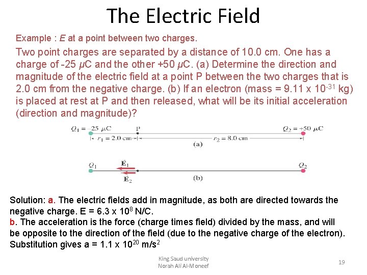 The Electric Field Example : E at a point between two charges. Two point The Electric Field Example : E at a point between two charges. Two point