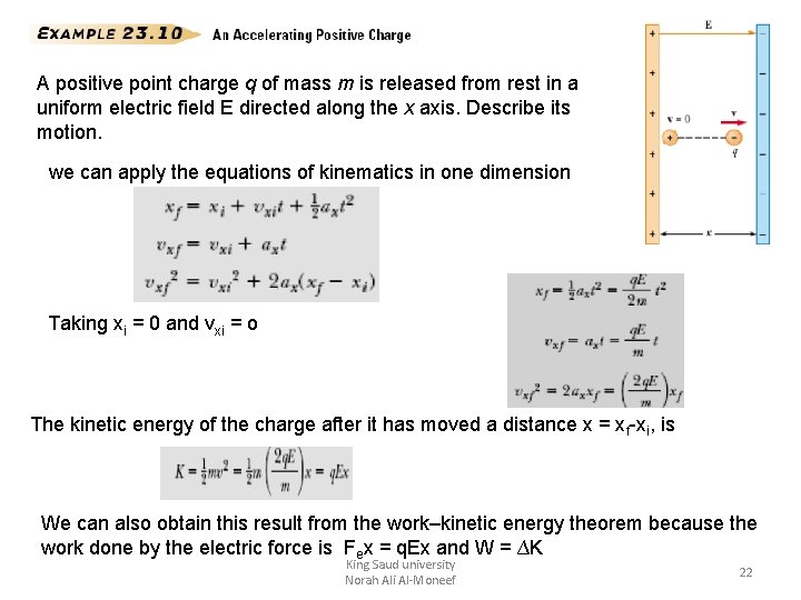 A positive point charge q of mass m is released from rest in a A positive point charge q of mass m is released from rest in a