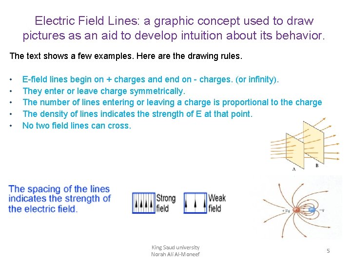 Electric Field Lines: a graphic concept used to draw pictures as an aid to Electric Field Lines: a graphic concept used to draw pictures as an aid to