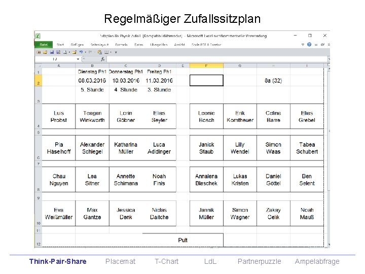 Regelmäßiger Zufallssitzplan Think-Pair-Share Placemat T-Chart Ld. L Partnerpuzzle Ampelabfrage Regelmäßiger Zufallssitzplan Think-Pair-Share Placemat T-Chart Ld. L Partnerpuzzle Ampelabfrage
