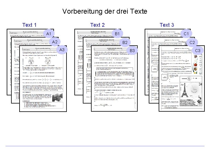 Vorbereitung der drei Texte Text 1 Text 2 A 1 Text 3 B 1 Vorbereitung der drei Texte Text 1 Text 2 A 1 Text 3 B 1