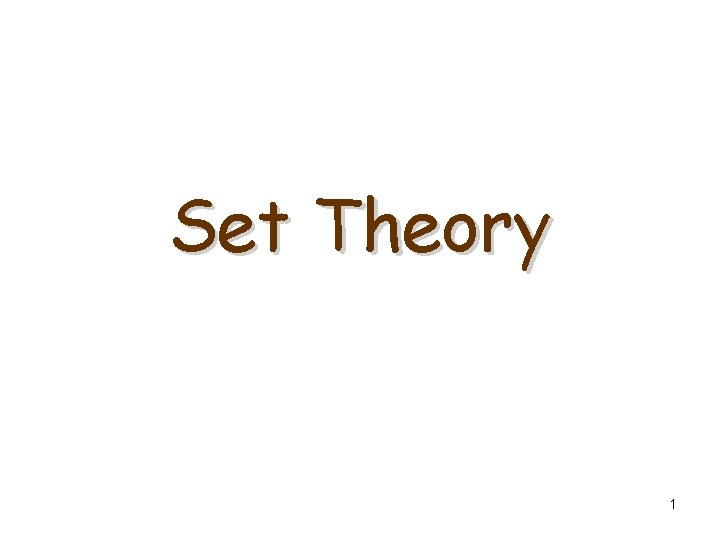 Set Theory 1 