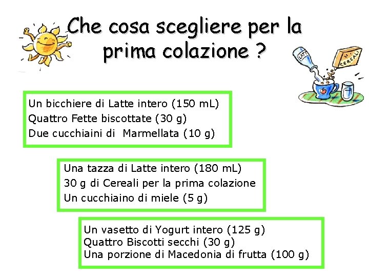 Che cosa scegliere per la prima colazione ? Un bicchiere di Latte intero (150