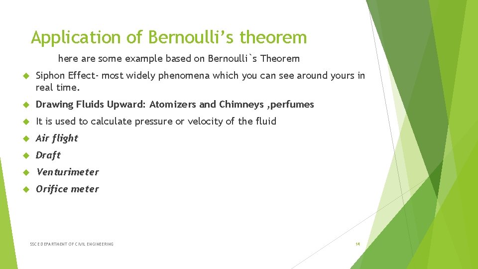 Application of Bernoulli’s theorem here are some example based on Bernoulli`s Theorem Siphon Effect-