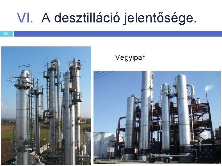 VI. A desztilláció jelentősége. 28 Vegyipar 