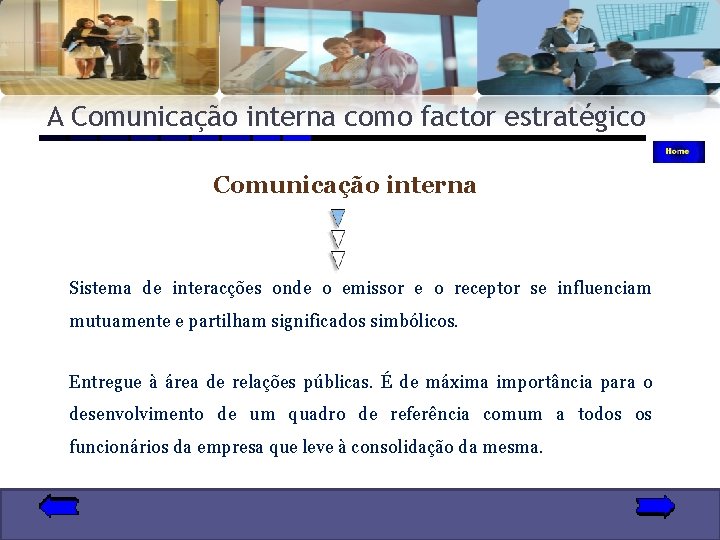 A Comunicação interna como factor estratégico Comunicação interna Sistema de interacções onde o emissor