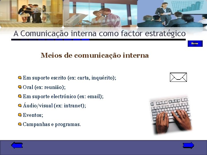 A Comunicação interna como factor estratégico Meios de comunicação interna Em suporte escrito (ex: