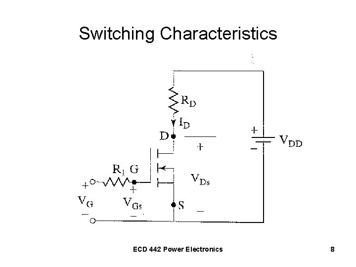 Switching Characteristics ECD 442 Power Electronics 8 