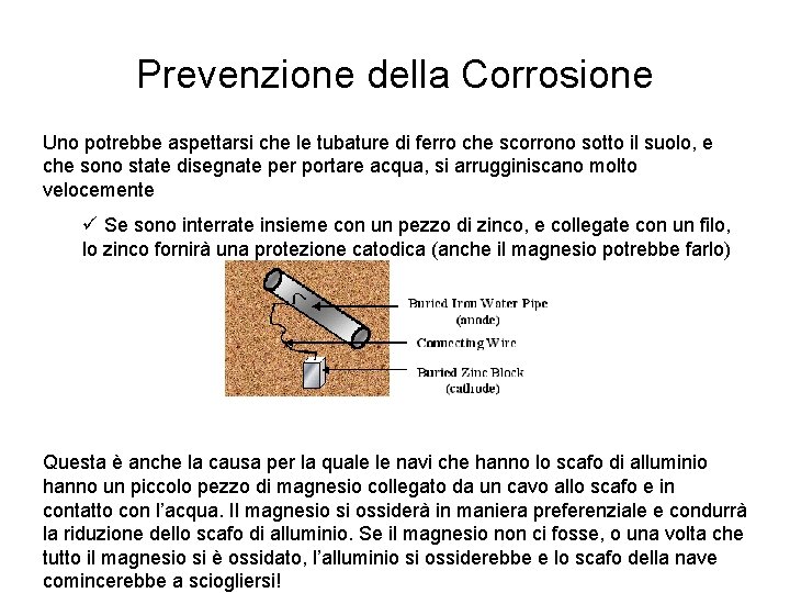 Prevenzione della Corrosione Uno potrebbe aspettarsi che le tubature di ferro che scorrono sotto