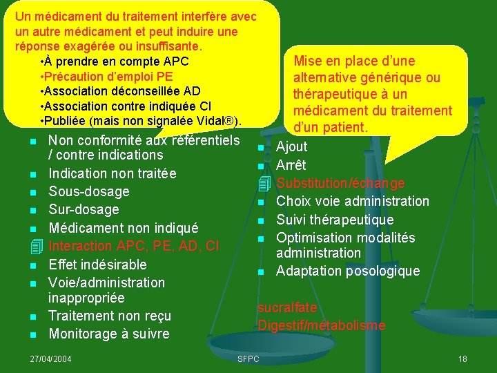 Un médicament du traitement interfère avec un autre médicament et peut induire une réponse