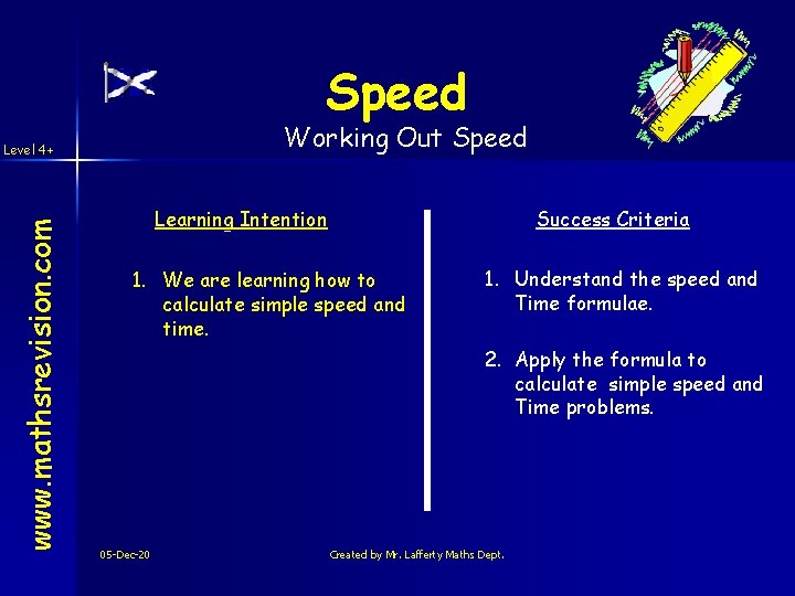Speed Working Out Speed www. mathsrevision. com Level 4+ Learning Intention Success Criteria 1.