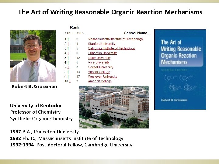 The Art of Writing Reasonable Organic Reaction Mechanisms Robert B. Grossman University of Kentucky