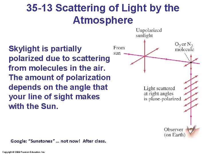 35 -13 Scattering of Light by the Atmosphere Skylight is partially polarized due to