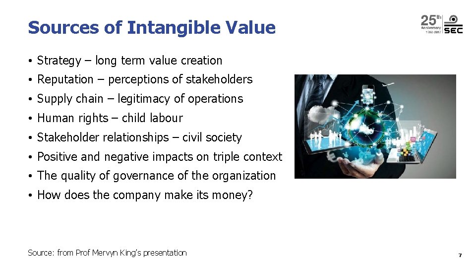 Sources of Intangible Value • Strategy – long term value creation • Reputation – Sources of Intangible Value • Strategy – long term value creation • Reputation –