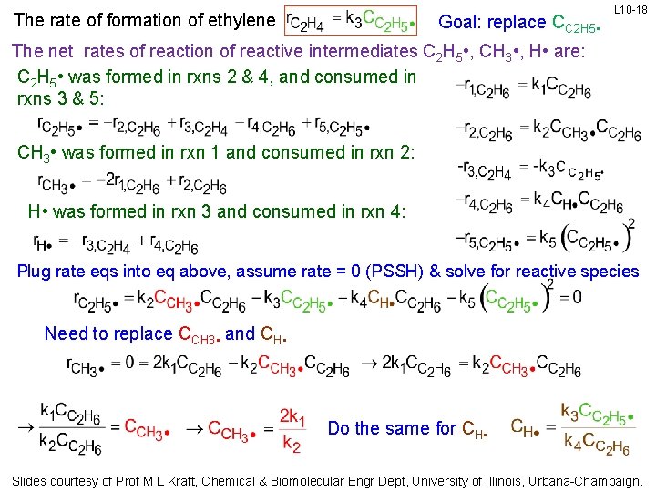 The rate of formation of ethylene Goal: replace CC 2 H 5 • L
