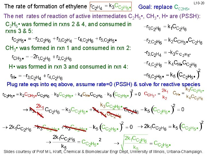 The rate of formation of ethylene Goal: replace CC 2 H 5 • L
