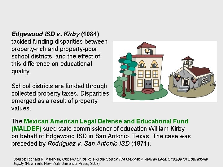 Edgewood ISD v. Kirby (1984) tackled funding disparities between property-rich and property-poor school districts,