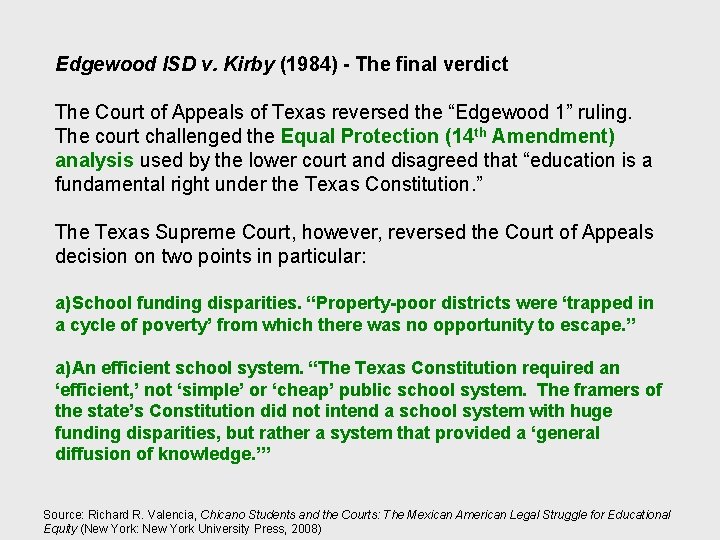 Edgewood ISD v. Kirby (1984) - The final verdict The Court of Appeals of