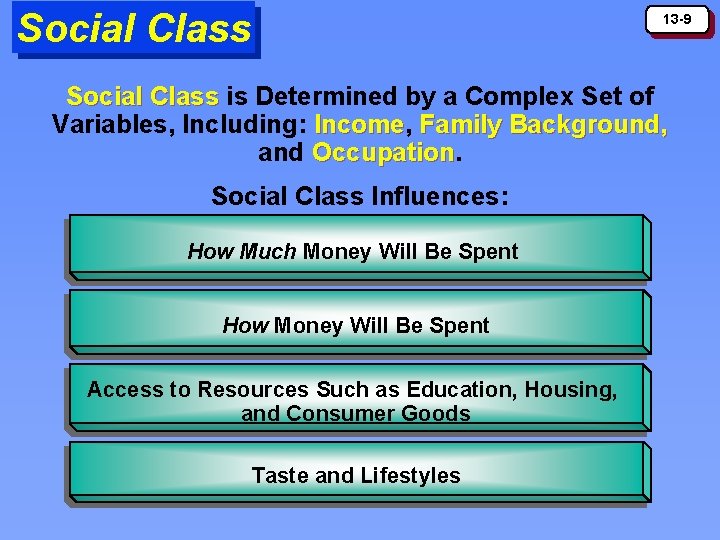 Social Class 13 -9 Social Class is Determined by a Complex Set of Variables, Social Class 13 -9 Social Class is Determined by a Complex Set of Variables,