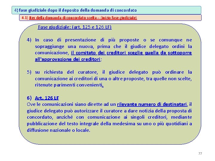 4) fase giudiziale dopo il deposito della domanda di concordato 4. 1) Iter della