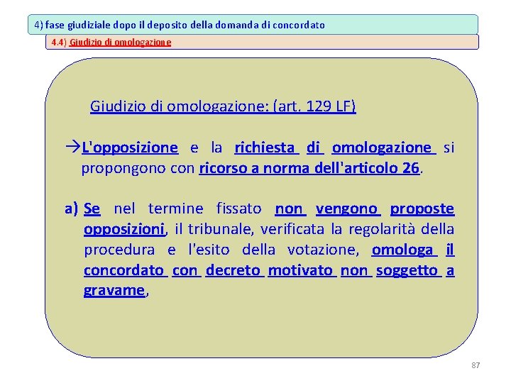 4) fase giudiziale dopo il deposito della domanda di concordato 4. 4) Giudizio di