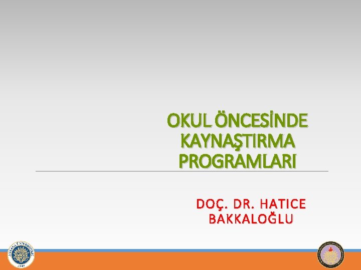 OKUL ÖNCESİNDE KAYNAŞTIRMA PROGRAMLARI DOÇ. DR. HATICE B AKKALOĞLU 