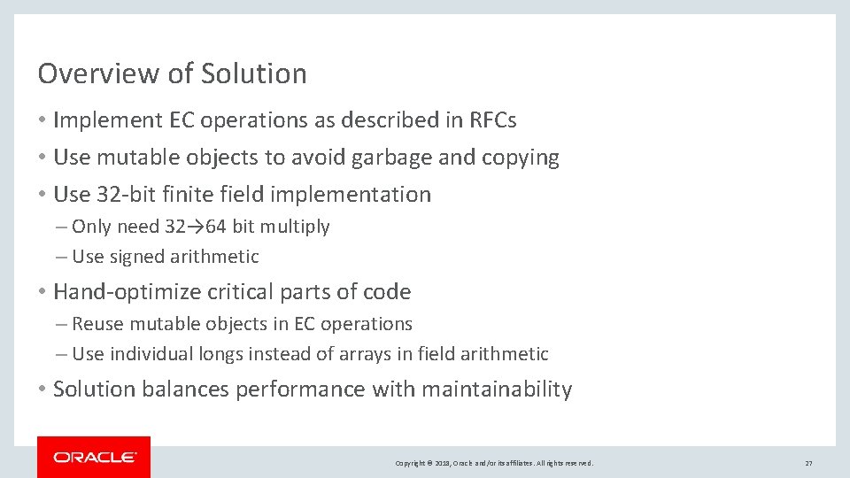 Overview of Solution • Implement EC operations as described in RFCs • Use mutable