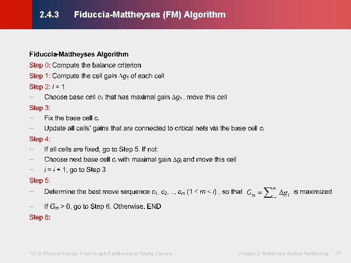 Fiduccia-Mattheyses (FM) Algorithm VLSI Physical Design: From Graph Partitioning to Timing Closure Chapter 2: