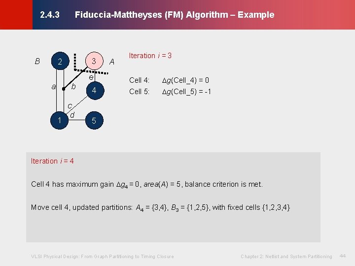 Fiduccia-Mattheyses (FM) Algorithm – Example © KLMH 2. 4. 3 B 3 2 b