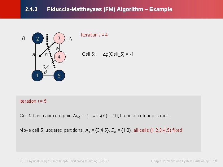 Fiduccia-Mattheyses (FM) Algorithm – Example © KLMH 2. 4. 3 B 3 2 b