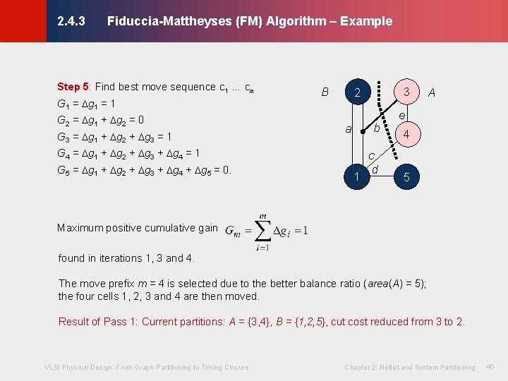 Fiduccia-Mattheyses (FM) Algorithm – Example © KLMH 2. 4. 3 Step 5: Find best